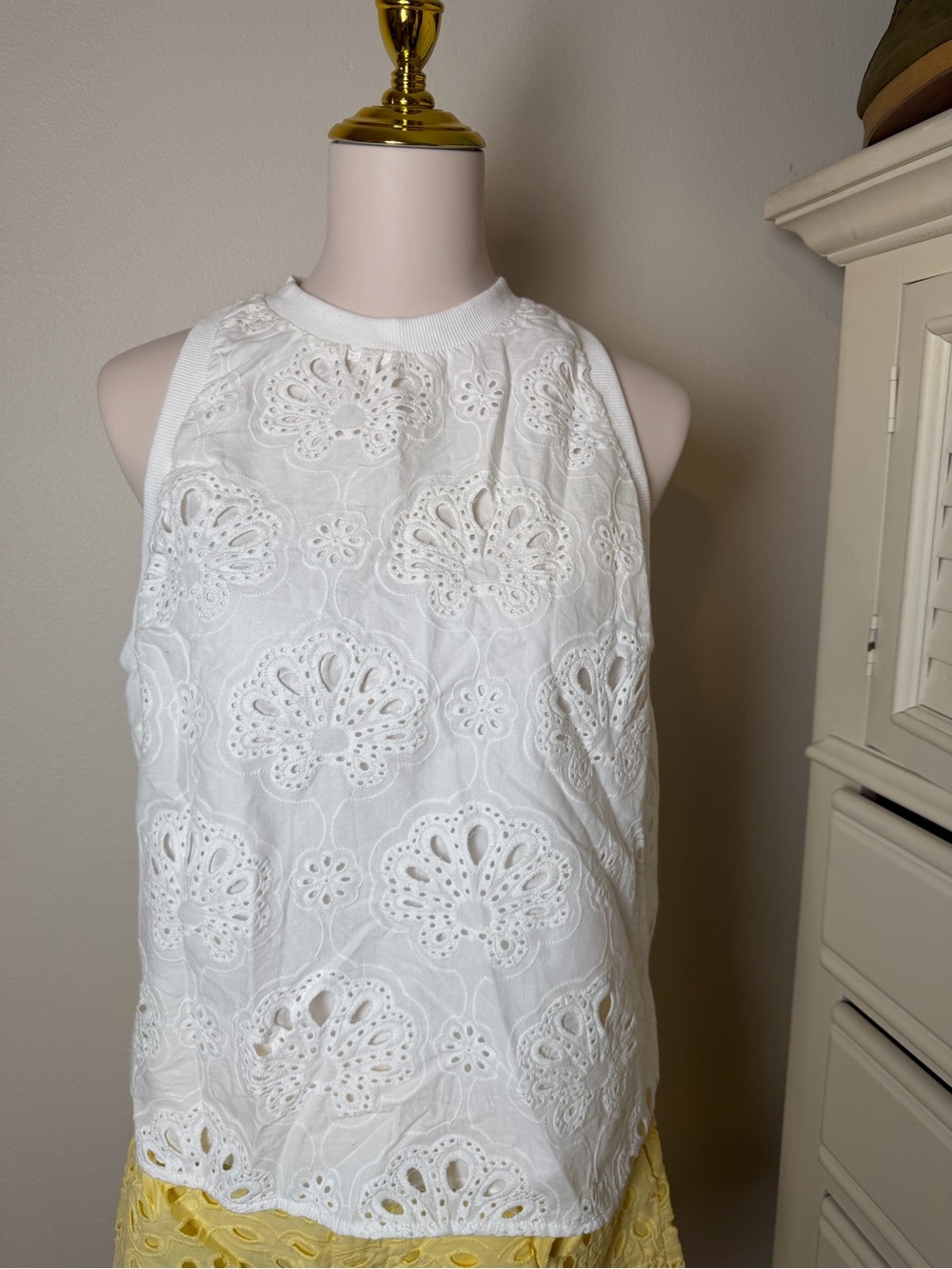 White Eyelet Halter Camisole